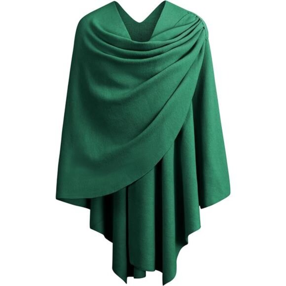 Womens Large Cross Front Poncho Sweater 1-sea Green